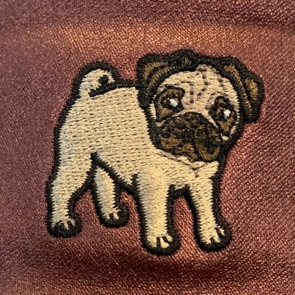 ❤️ 🆕 Metallic Pug Puppy Dog Mom Baseball Hat Cap Doggo Pupper Doge Maroon wine - Picture 2 of 7